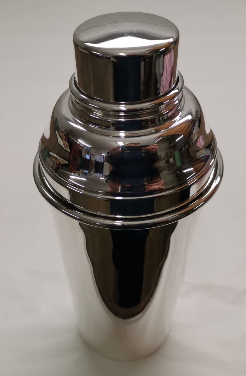 Silver Plated Cocktail Shaker Three piece shaker with wrapped edge.
