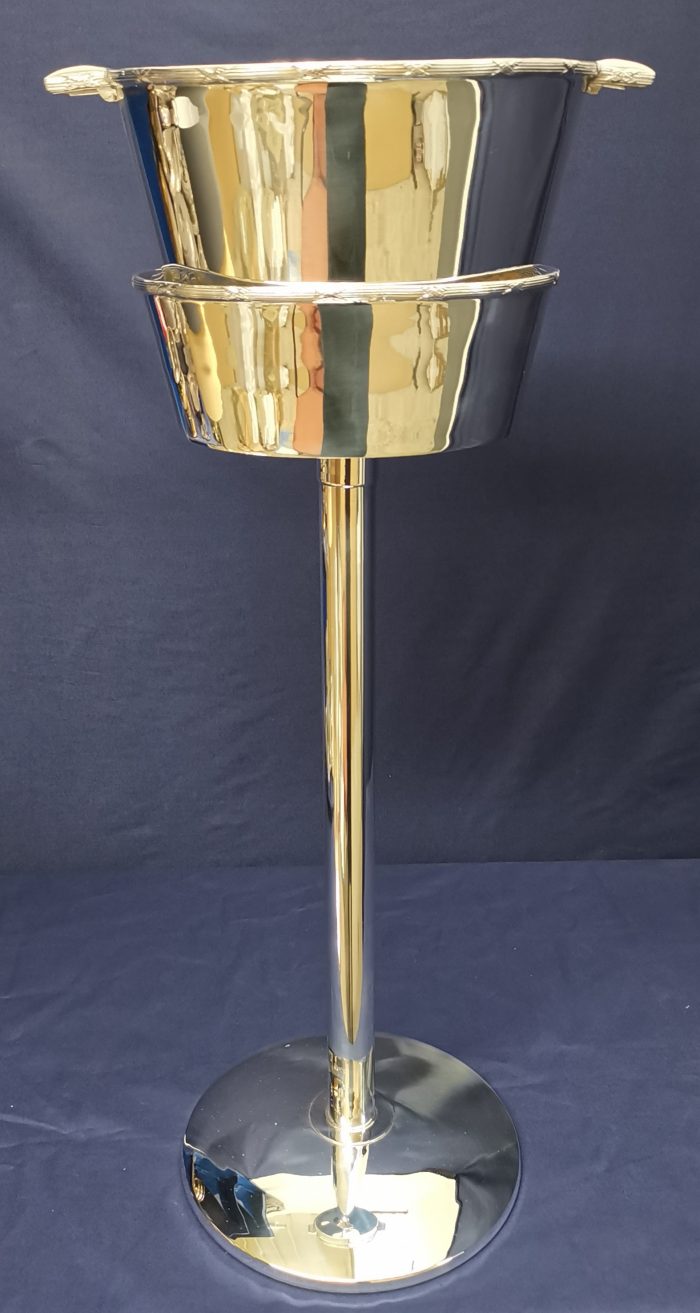 Silver Plated Oval Ice Bucket and Stand Reed and Ribbon edge